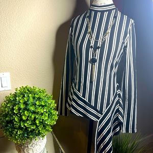 Leith asymmetric striped top.